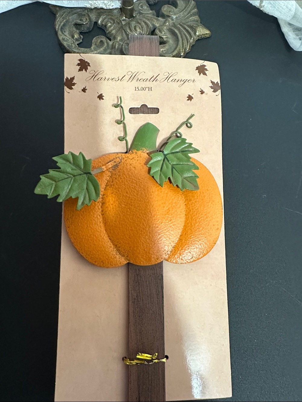Harvest metal pumpkin wreath hanger 15”